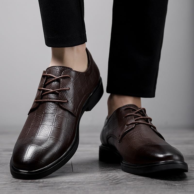 Mens Dress Shoes Waterproof Leather Business Slip Resistant Classic Fashion Lace Up Evening Round Toe2