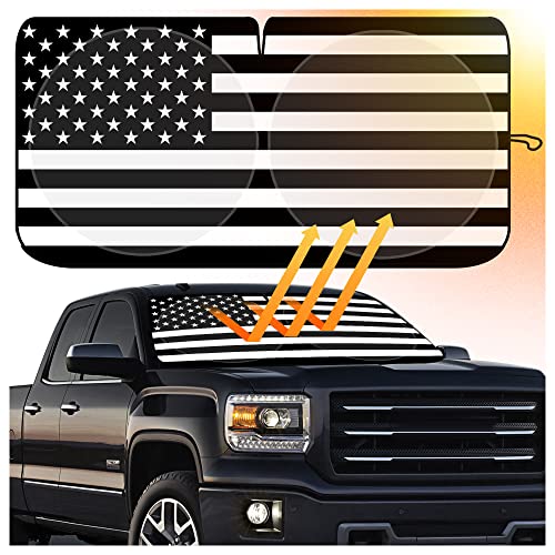 American Flag Foldable Windshield Sun Shade,240T Thickened Material,Full Windshield Cover With V-Opening For Uv Blocks&Keeps Vehicle Cool Fit Most Car Truck Suv (Xl(35.54 * 64.96Inch)) #TOP8