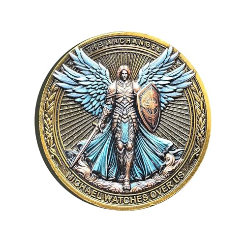 Erzengel Michael Challenge Münze mit Psalm 91:10-11 - Inspirierendes religiöses Sammlerstück mit klarer Schutzhülle, christliches Geschenk für Männer Frauen, Taschenmarke, Glaube & Schutzerinnerung