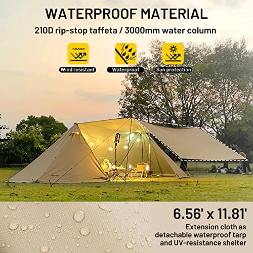 Mier Large Tent For 8-12 Person 4 Seasons Cabin Outdoor Tents 3 Rooms, Waterproof Windproof Upf50+ Sunproof Family Camping Tents With Camping Tarp For Hiking, Khaki #TOP1