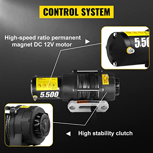 Vevor Electric Winch, 5700 Lbs Capacity, 42.6'/13M Synthetic Rope, Waterproof Atv Utv Winches W/ Wireless Remote And Corded Control & Hawse Fairlead, For Towing Jeep Off Road Suv Truck Car Trailer #TOP7
