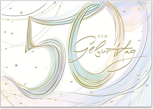 Elegante Glückwunschkarte zum 50. Geburtstag, für Sie und Ihn - hochwertige Grußkarte von Turnowsky zum Aufklappen mit Umschlag Cover