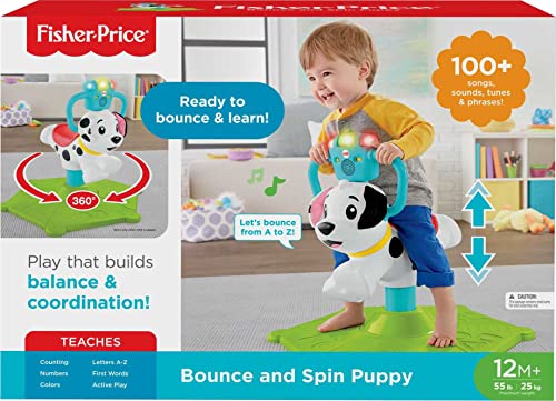 Fisher-Price Toddler Ride-On Learning Toy, Bounce And Spin Puppy Stationary Musical Bouncer For Babies And Toddlers Ages 12+ Months (Amazon Exclusive) #TOP5