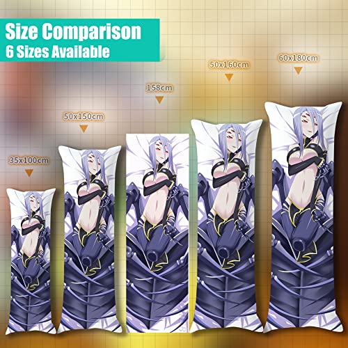 Anime Monster Musume Girl Rachnera Dakimakura Comic Double-Sided Print Pillow Cover Waifu Body Pillowcase (40X120 Cm / 15X47 In,Blue) #TOP1