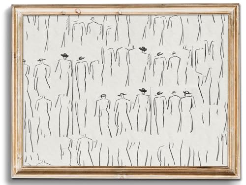 uniro Neutral Sketch Art Prints, Vintage Abstract Figure Canvas Art,