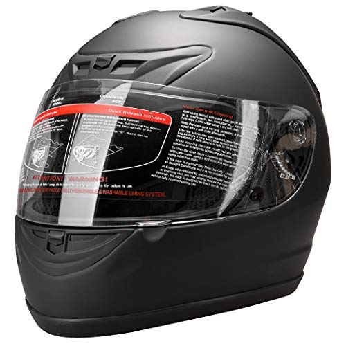 CARTMAN Motorcycle Modular Full Face Helmet DOT Approved, Matte Black, Large