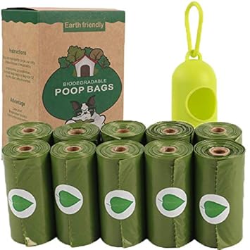 Pet Poop Bags,Earth-Friendly Dog Poop Bags Extra Thick Strong 100% Leak Proof,10 Rolls / 150 Count Dog Waste Bags,with 1 Free Dispenser(Scented)