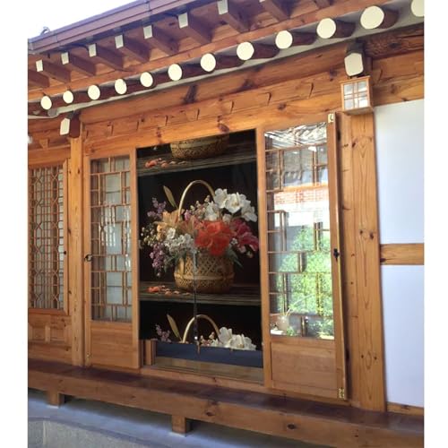 Cortina de puerta estilo japonés con flores para separar ambientes con encanto 3