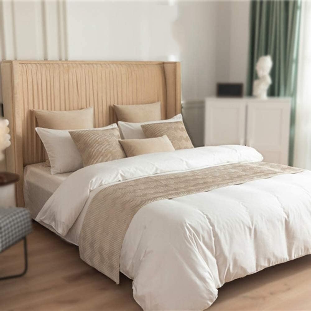 MiDuoHU Luxury Soft Bed Runner Solid Color Scarf Velvet Wave Pattern Pillowcase Hotel Bedroom Reversible Double Use Bedspread(Beige,45x240cm (for 1.8m bed))
