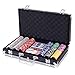 COSTWAY Poker Chips, Set da Poker con 300 Chips, Incluse 2 Carte da Poker 5 Dadi 1 Pulsante , Valigetta in Alluminio, Due Colori Disponibili (Nero)