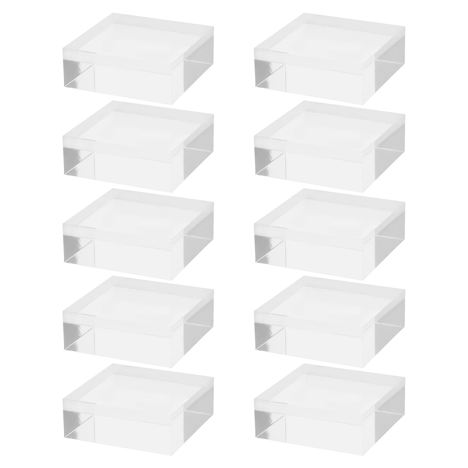 DOITOOL 10 sztuk akrylowych kwadratowych kostek ekspozycyjnych: 2'' X 2'' X 0,8'' Przezroczysty stojak ekspozycyjny na pierścionki, biżuterię, bransoletki, naszyjniki, zegarki,