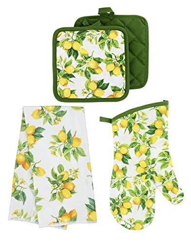 Kitchen Oven Mitt Pot Holder Set Kitchen Linens Oven Mitt Pot Holder Pack (Lemon) #TOP7