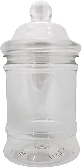 Jars2u Retro Plastic 25 x 380ml Small Round Storage Jar with Victorian Bobble Screw Lid