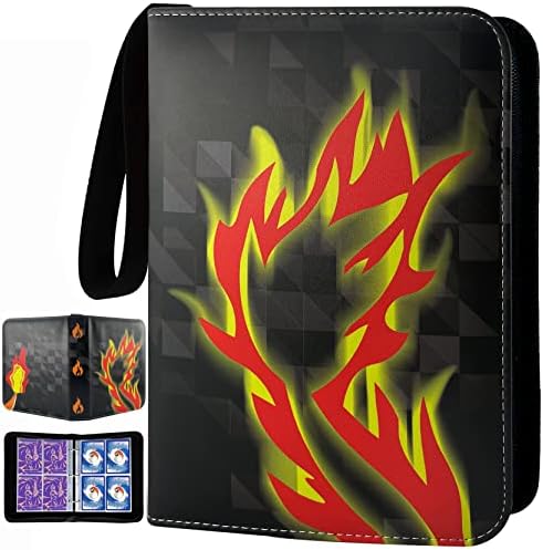 Trading Card Binder, Card Holder Album 4 Pockets 50 Removable Sleeves, 400 Cards Collection Folder Book for Kids Boys Girls Collectors