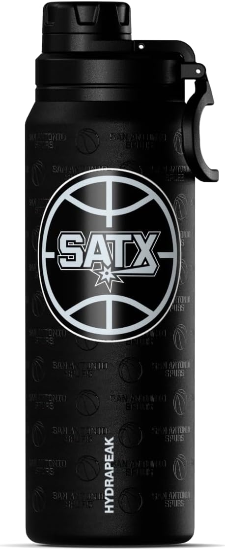 Hydrapeak x NBA Officially Licensed San Antonio Spurs 26 oz Active Water Bottle with Chug Lid and Handle Reusable Stainless Steel Double Wall Insulated Sports Gift