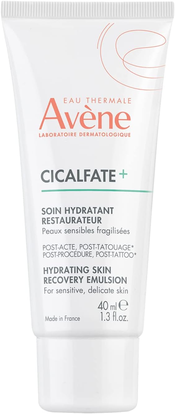 - Avène Cicalfate+ Hydrating Skin Recovery Emulsion for post-procedure & post-tattoo, helps restore skin barrier, 24hr hydration, 1.3 Fl Oz