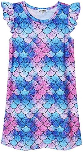 Jxstar Girls Mermaid Nightgown Cotton Pajamas Dresses Sleepwear Pjs for Kids 4t 5t
