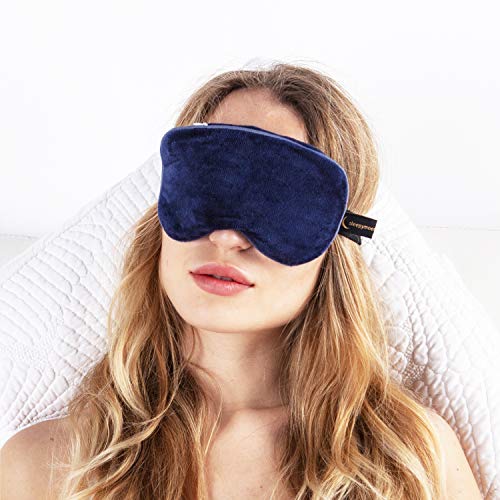 Sleepymoon Minky Weighted Sleep Eye Mask With Glass Beads Warm Plush For Sleeping Travel Yoga Airplane, Blue, Adjustable Elastic Strap, Gift Set, For Kids Women Men #TOP1