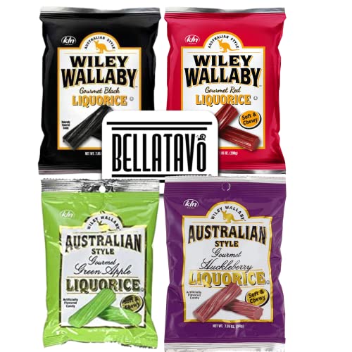 BELLATAVO Licorice Candy Variety Pack, 4-7.05 Oz Bags with Refrigerator Magnet, Includes Red Strawberry, Green Apple, Huckleberry Licorice & Black Licorice - Thumbnail 6