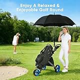 JoyCushy 3 Wheel Folding Golf Trolley | Complete All-Accessory Kit incl. Insulated Cooler Bag, Scorecard Holder & More | Built-in Foot Brake & Adjustable Handle for Stable Course Performance (Blue) - Image 8