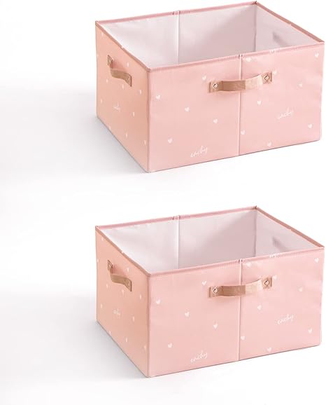 Amazon 収納ボックス 折りたたみ かわいい 収納ケース 衣類 収納 かご おしゃれ 収納バスケット 大容量 耐久性 ピンクピンク ２点セットs 収納ケース ボックス オンライン通販