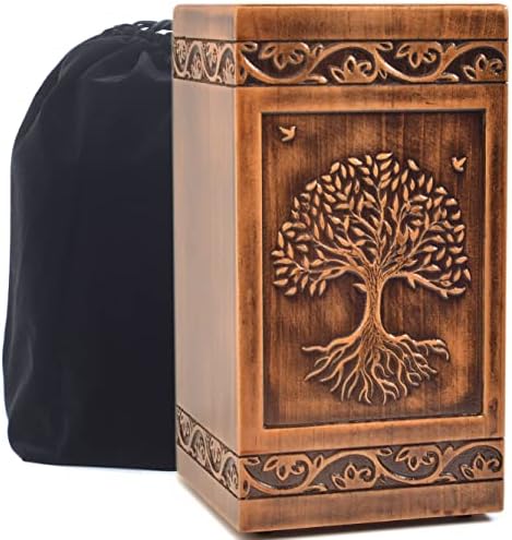 engmvwod Handmade Wooden Engraved Urn for Human Ashes 250lbs Adult Male Female Satin Bag Tree of Life Cremation urns pet Dog cat Box