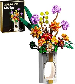 Flower Bouquet Building Blocks Set, 890 PCS Artificial Flower Bricks Model Toy, Creative Bouquet MOC Building Blocks Kit, Bricks Model for Teenager Adults, Compatible with Major Brands