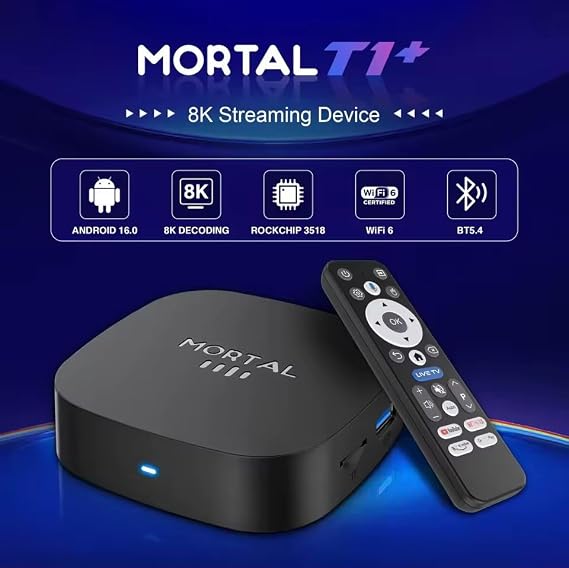 Android TV Box, 8K Ultra HD, RK3518, 128GB ROM 8GB RAM, Wi-Fi 6, Bluetooth 5.4, Voice Assistant, Media Player
