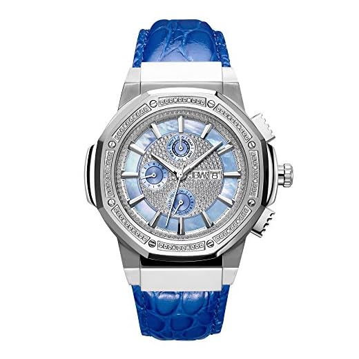 JBW Men's 10-Year Anniversary Saxon 0.16 ctw Diamond Wrist Watch with Leather Bracelet