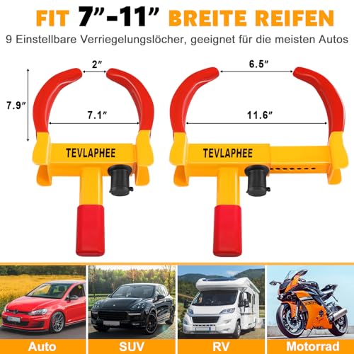 Parkkralle Tevlaphee Radkralle mit Sicherheitsschloss