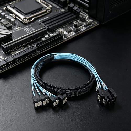 Cable SAS 4.0 de 4 vías para solucionar falta de espacio en host con conector de 90 grados 3