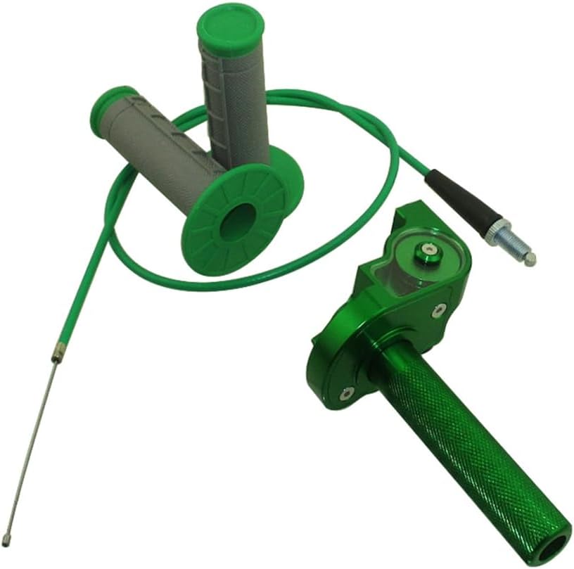 Green CNC Alloy Twist Throttle Cable Assembly Handle Grips For Pit Dirt Trail Motor Bike 50cc 70cc 90cc 110cc 125cc 140cc 150cc 160cc XR CRF KLX SSR Thumpstar Stomp