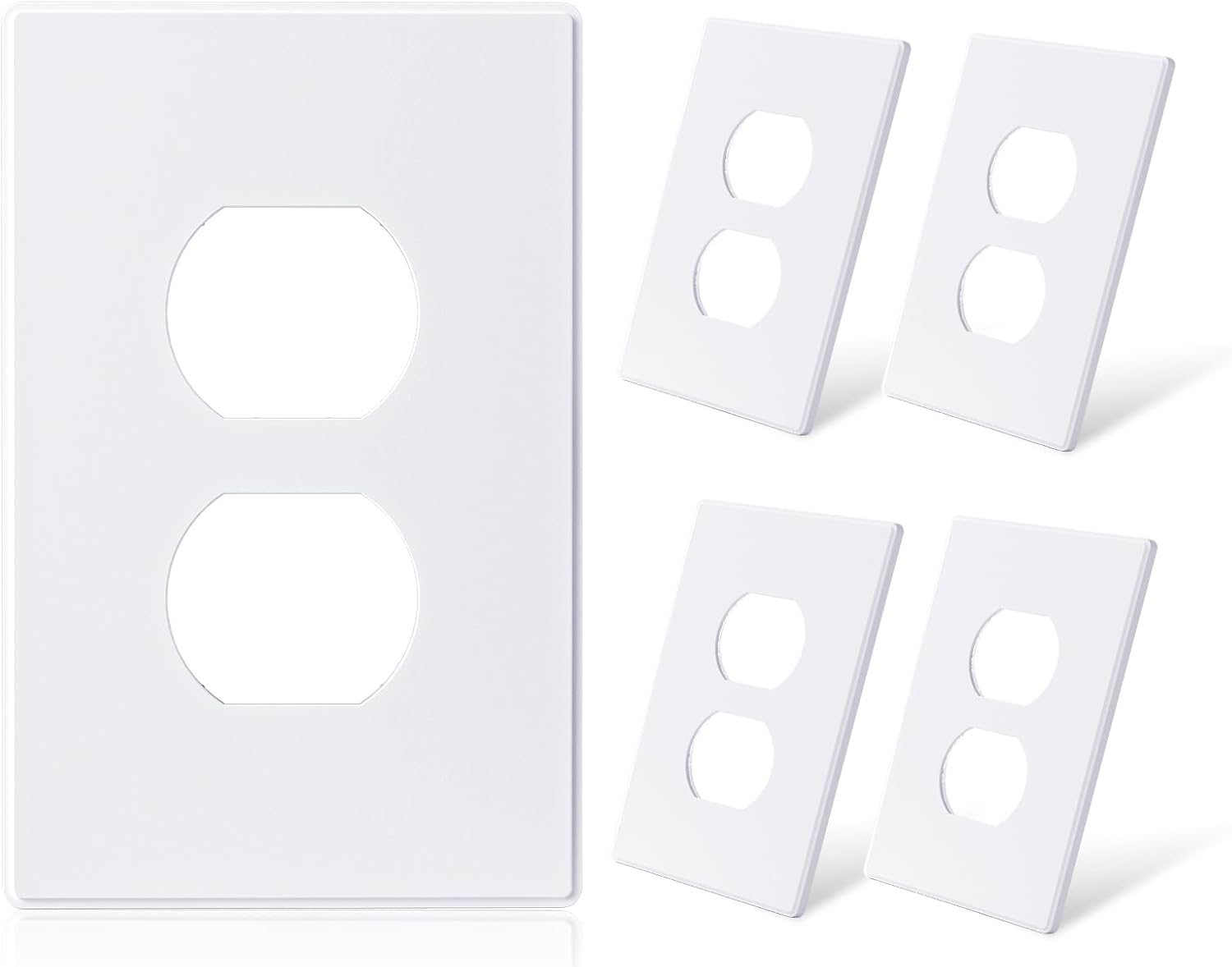 ELEGRP Duplex Screwless Receptacle Outlet Covers, 1-Gang Mid Size Wall Plates, Unbreakable Polycarbonate Electrical Outlet Faceplates Covers, UL Listed (1 Pack, Matte Black)