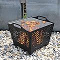 OutVue 20 inch Fire Pits for Outside with Grill & Storage Bag,Portable Fire Pit,Wood Burning Fire Pit with Poker & Spark Screen, Firepit for Outdoor, Patio, Yard, Garden, Camping