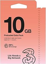 TSIM PrePaid Europe SIM Card 10GB in UK / 6GB in Roaming Countries (UK Three) for 30 Days with Free Roaming/USE in 71 Dest...