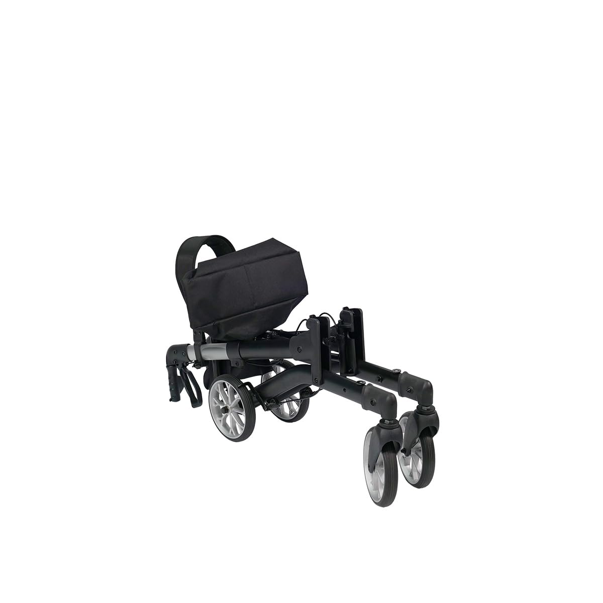 Premium Rollator Mambo - schwarz - doppelt- faltbar und leicht mit Sitz - Aluminiumgestell - Nylontasche