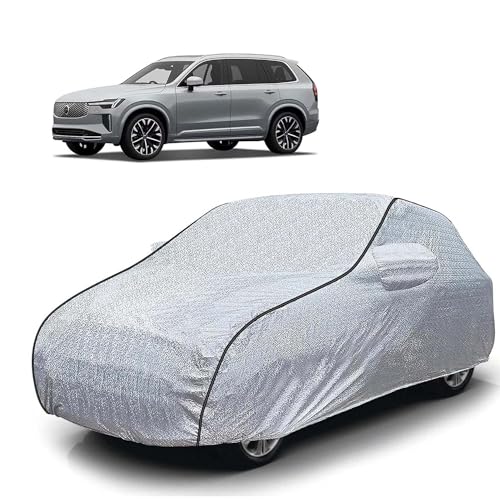 Image of Sulfar 100% Waterproof Car Body Cover Compatible with Mirror for Volvo XC 90 (Triple Stitched, Full Bottom Elastic, Magic Silver with Black Piping)