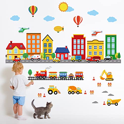 Decowall Ds-8051 City Vehicles Wall Stickers Car Construction Truck Decals Removable For Kid Boys Nursery Bedroom Playroom Living Room Art Decor #TOP23