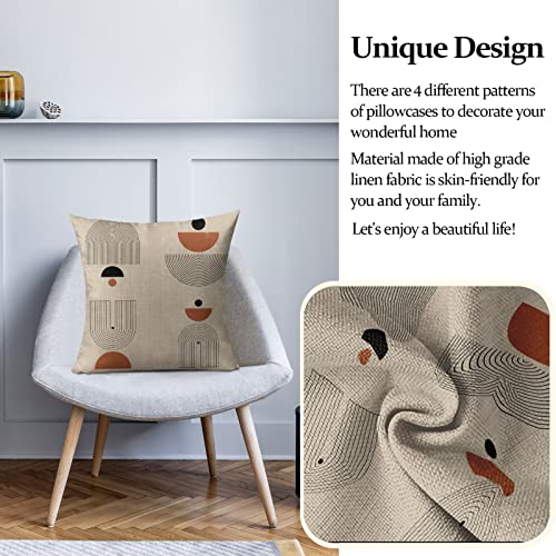Sanwarm Throw Pillow Covers Home Decor Set Of 4 Pillow Cases Decorative 18 X 18 Inches Outdoor Cushion Couch Sofa Pillowcases Contemporary Mid Century Geometric Boho #TOP3