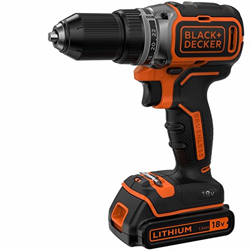 Black+Decker Akku-Bohrschrauber, Bohrmaschine (18 V 1.5Ah, bürstenloses 2-Gang-Getriebe, 1 Stück) BL186K