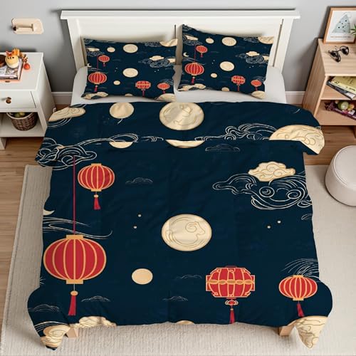 Ensemble de literie 3 pièces lune en microfibre douce avec fermeture éclair chic - 3