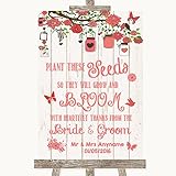 Coral Rustic Wood Plant Seeds Favours Personalized Wedding Sign