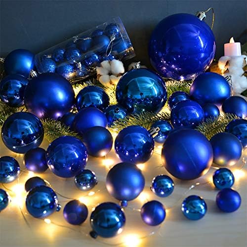 YXC 34pcs Christmas Baubles Ball Plastic Hanging Decorative Balls for Ornament Xmas Trees Home Party Wedding Shopwindow 4CM (Deep Blue)