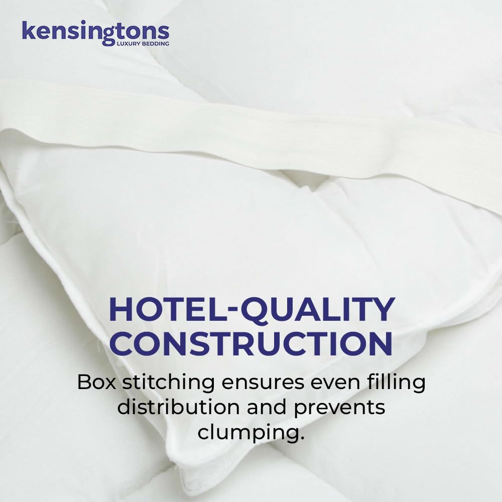 KENSINGTONS Luxury Bedding - Cubrecolchón de plumas y ganso canadiense de calidad de hotel, lujoso, suave, transpirable y de apoyo, tamaño individual para un mejor sueño