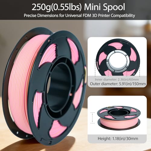 Image of Matte Dual Color Yellow Pink PLA 1.75mm 250g Small Spool 3D Print Filament | Matte finish Bi Yellow Pink Coextrusion Hide layer lines Neatly wound Low warp No tangle 0.25kg spool for Bambu Ender FDM