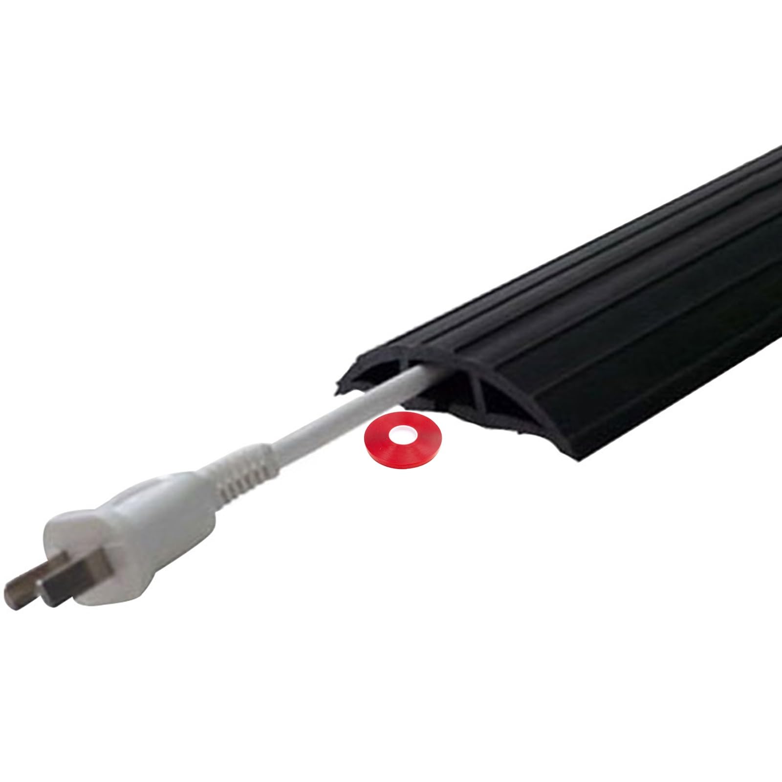 Protector De Cable De Alimentación De Suelo, Material De Goma Fácil De Cortar, Cavidad para Cables Plana Negra, Zonas Interiores Y Exteriores De Alto Tránsito(1m)