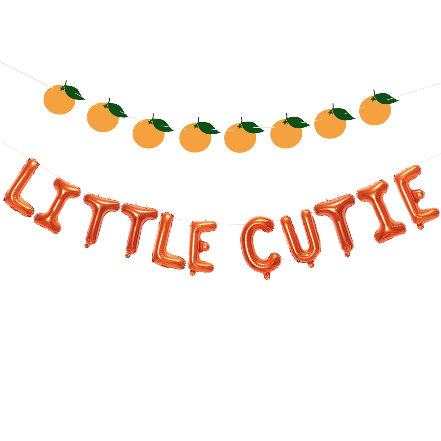 Little Cutie Balloon Banner for Baby Shower Decorations, Citrus Orange Theme Birthday Party Decor