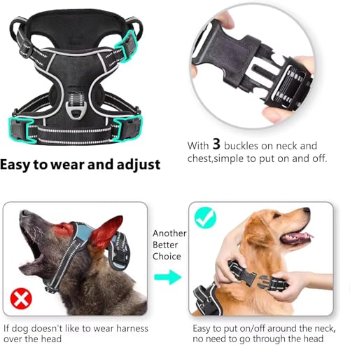 Image of Dog Harness Dog Body Belt Vest for Large Medium Small Dogs with Safety Reflective No Pull Adjustable Military Style Dog Vest Training Harness(Black, Medium)