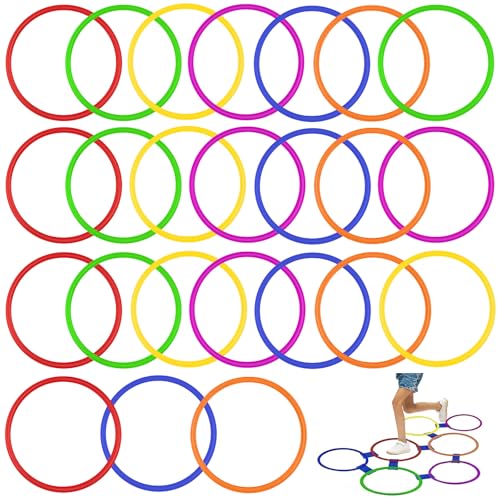 Mototo 24 Pack Agility Rings 15 Inch Speed Training Hopscotch Rings Plastic Circle Jumping Hoops Agility Hurdles for Athlete Exercise Soccer Football Gymnastics Games Practice Footwork Training