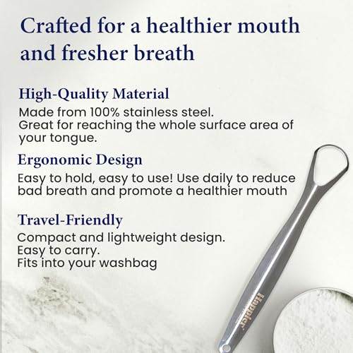 Happier Tongue Scraper - Stainless Steel Tongue Scrapers for Adults - Plastic Free Tongue Cleaner with Ergonimic Handle Restore Fresh Breath for Men and Women - Image 5